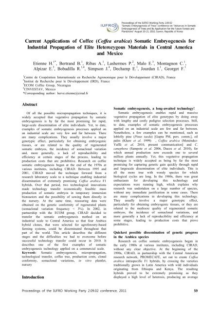 Advances in Somatic embryogenesis of Trees and Its - IUFRO