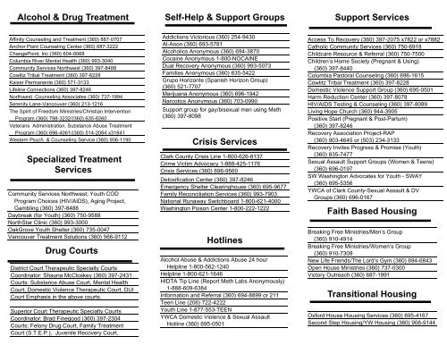 Self-Help & Support Groups Crisis Services - Clark County