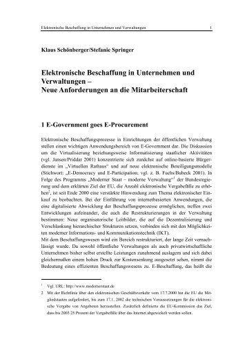 Elektronische Beschaffung in Unternehmen und Verwaltungen - FATK