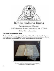 1 October 2010 e-mail newsletter - Kehila Kedosha Janina