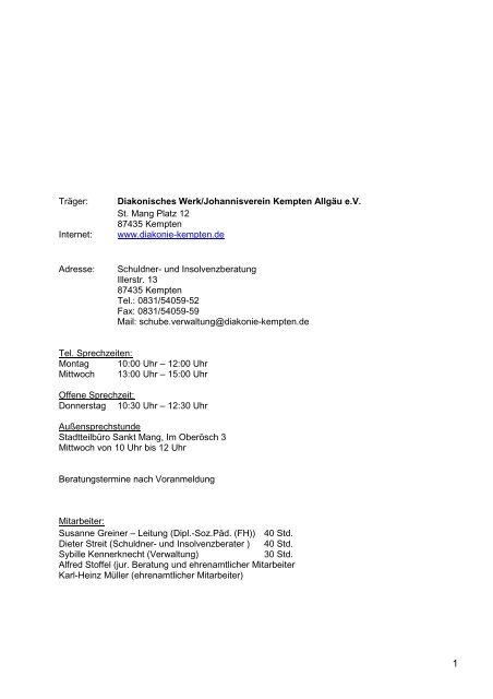 Jahresbericht 2012 - Diakonie Kempten AllgÃ¤u