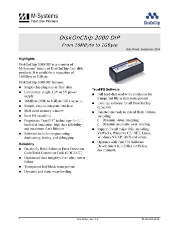 Data Sheet: DiskOnChip 2000 DIP