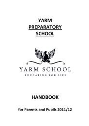 YARM PREPARATORY SCHOOL HANDBOOK - Yarm School