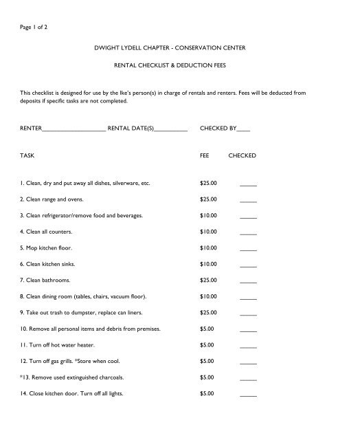 Post-Rental Checklist (PDF)