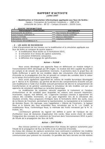 rapport d'activite - Laboratoire SPE - UMR 6134 - UniversitÃ© de Corse