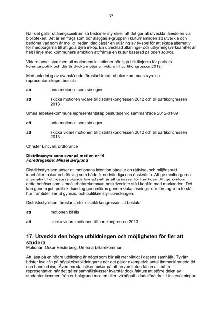 Motioner - Socialdemokraterna