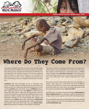 newsletter front.eps - Warm Blankets Orphan Care International