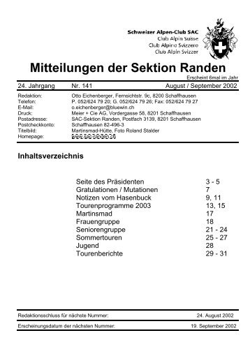 Ausgabe 141 - SAC Sektion Randen