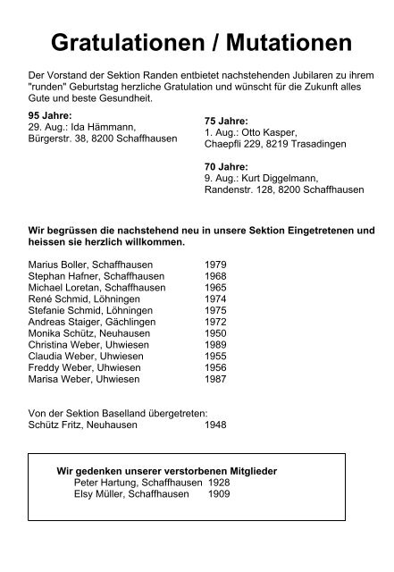 Ausgabe 141 - SAC Sektion Randen