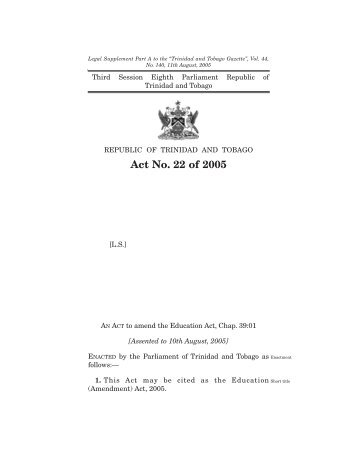 The Education (Amendment) Act, 2005 - Parliament