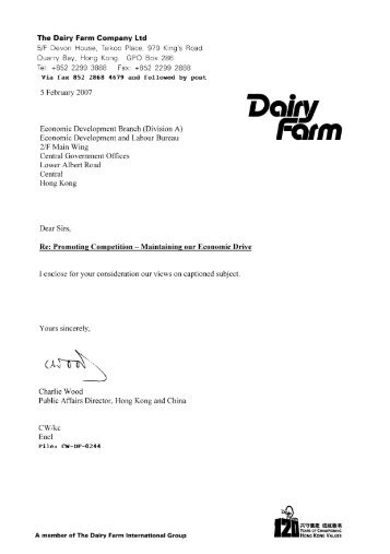 The Dairy Farm Company Ltd 5/F Devon House, Taikoo Place, 979 ...