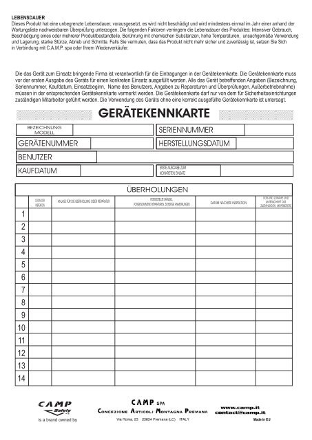 dispositivo di sollevamento per salvataggio - Camp