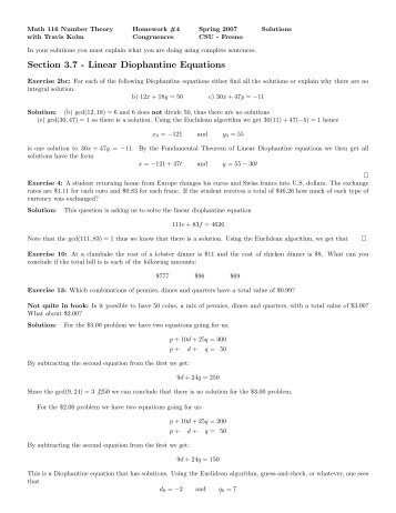 Section 3.7 - Linear Diophantine Equations