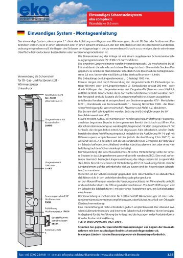 Einwandiges System - Montageanleitung - eka edelstahlkamine