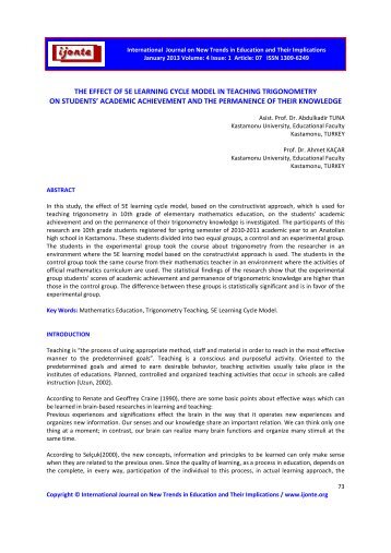 the effect of 5e learning cycle model in teaching trigonometry on ...