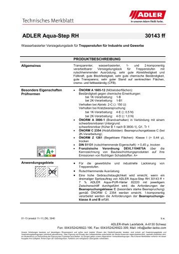 Technisches Merkblatt - ADLER - Lacke