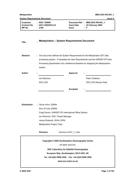 Medspiration â System Requirements Document - Data User Element