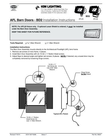 AFL Barn Doors - BD2 Installation Instructions - Kim Lighting
