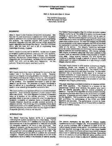 Comparison of Fixed and Variable Threshold RAIM Algorithms