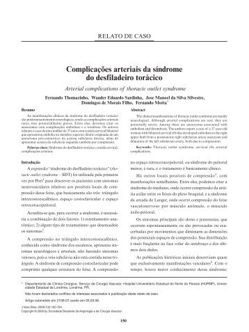 Complicações arteriais da síndrome do desfiladeiro torácico - SciELO