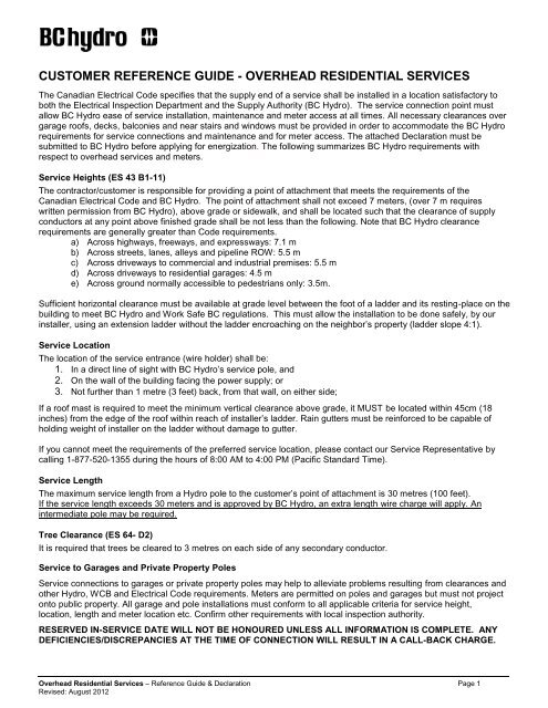 Overhead Residential Services Bc Hydro