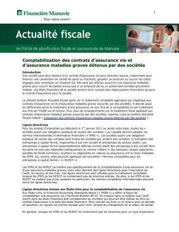 Comptabilisation des contrats d'assurance vie et d ... - Repsource