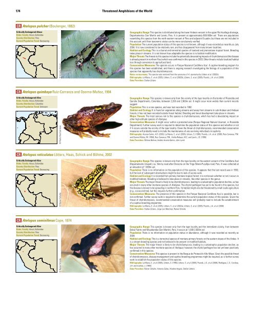 Globally Threatened Amphibian Species Part 1