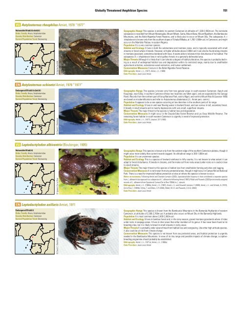 Globally Threatened Amphibian Species Part 1