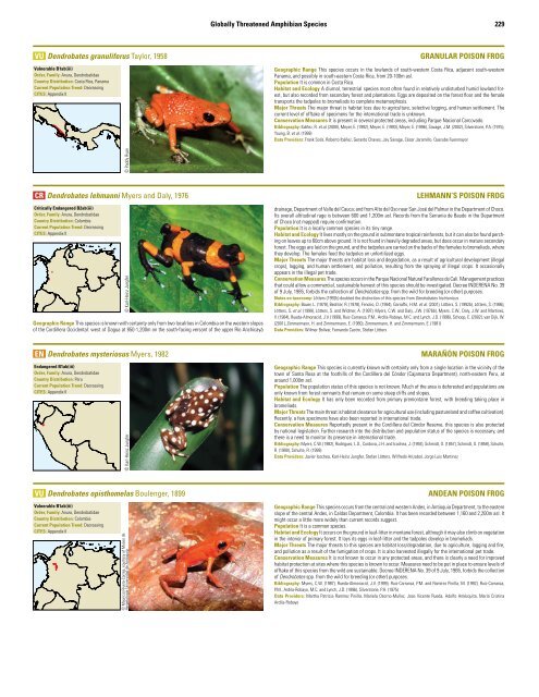 Globally Threatened Amphibian Species Part 1