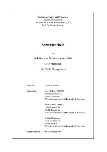 Life_Cycle_Management.pdf - Lehrstuhl fÃ¼r Wirtschaftsinformatik