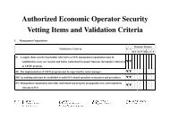 Authorized Economic Operator Security Vetting Items and Validation ...