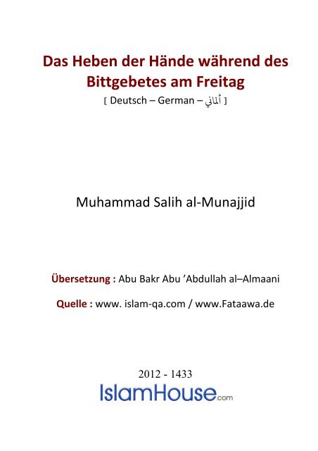 Das Heben der HÃ¤nde wÃ¤hrend des Bittgebetes am Freitag - PDF