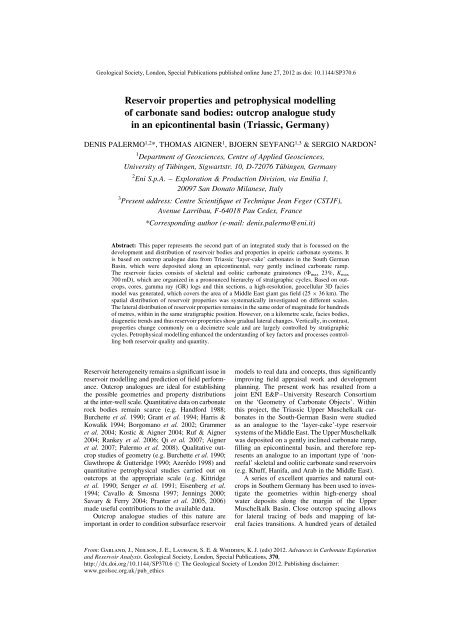 Reservoir properties and petrophysical modelling of carbonate sand ...