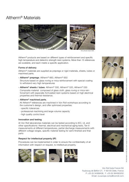 Altherm® Materials for the Primary Aluminum Industry - Von Roll