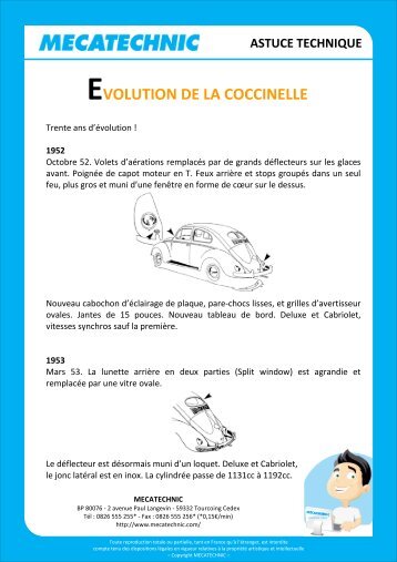 astuce technique evolution de la coccinelle - Mecatechnic