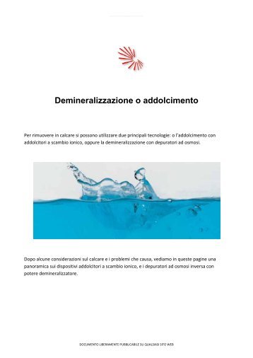 Demineralizzazione o addolcimento