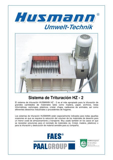 Sistema de TrituraciÃ³n HZ - 2 - husmann umwelt technik