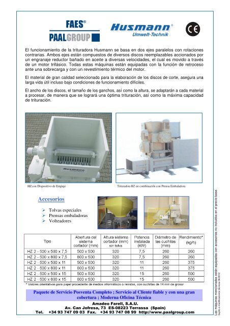 Sistema de TrituraciÃ³n HZ - 2 - husmann umwelt technik