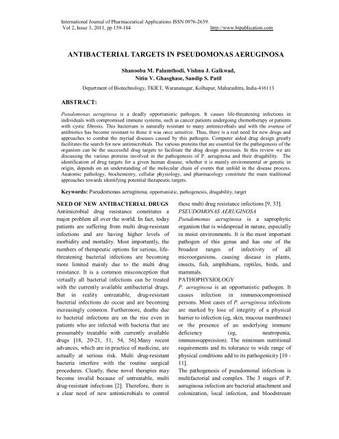 antibacterial targets in pseudomonas aeruginosa - ResearchGate