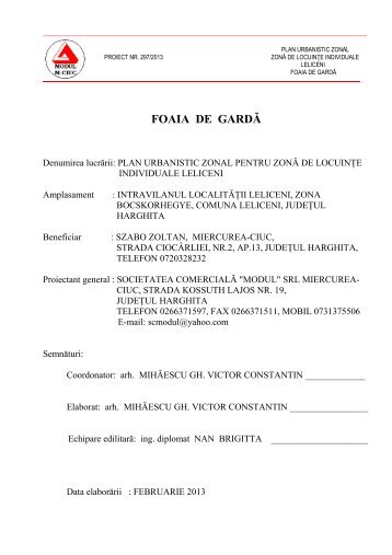 4. plan urbanistic zonal pentru zonÄ de locuinÅ£e individuale leliceni