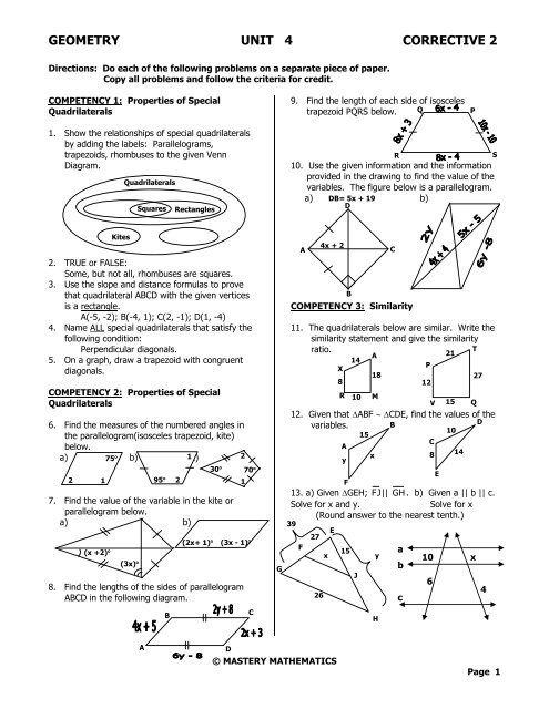 Unit 7 Polygons And Quadrilaterals Answers : Quadrilateral Wikipedia ...