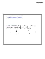 RULER POSTULATE: The distance between A and B (AB or length ...