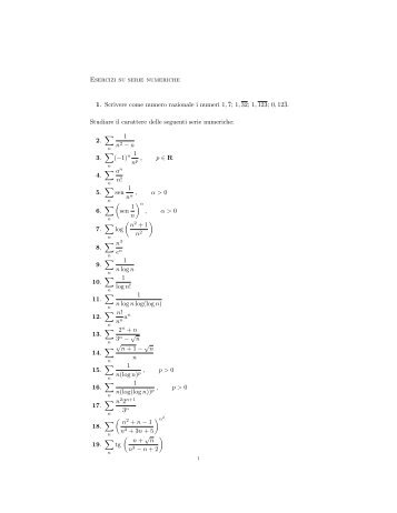 Alcuni esercizi su serie numeriche