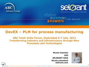 DevEX â PLM for process manufacturing - ARC Advisory Group