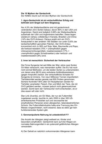 Die 10 Mythen der Gentechnik Der NABU rÃ¤umt auf mit den Mythen ...