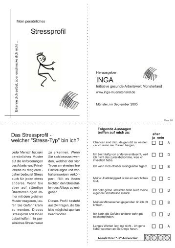 Stressprofil INGA - Initiative Gesunde Arbeitswelt MÃ¼nsterland