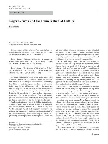 Roger Scruton and the Conservation of Culture - Springer