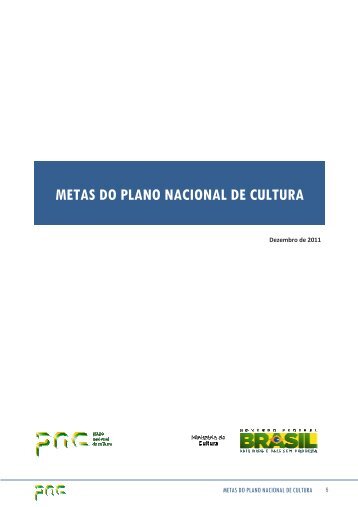 METAS DO PLANO NACIONAL DE CULTURA - MinistÃ©rio da Cultura