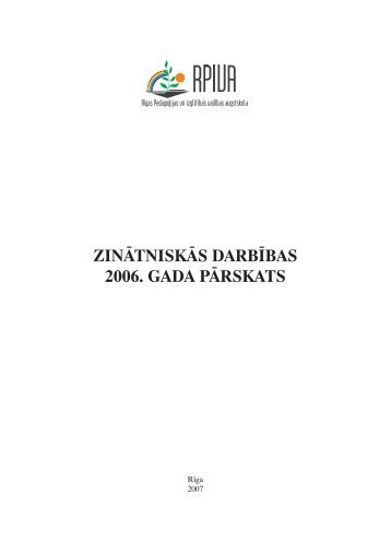 ZINÄTNISKÄS DARBÄªBAS 2006. GADA PÄRSKATS - rpiva