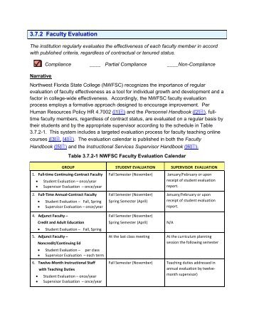 3.7.2 Faculty Evaluation - Northwest Florida State College